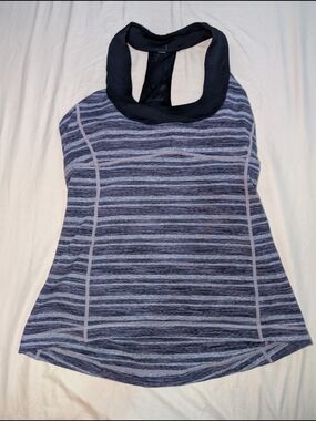 Lululemon Scoop Neck Tank top black & grey stripe size 8